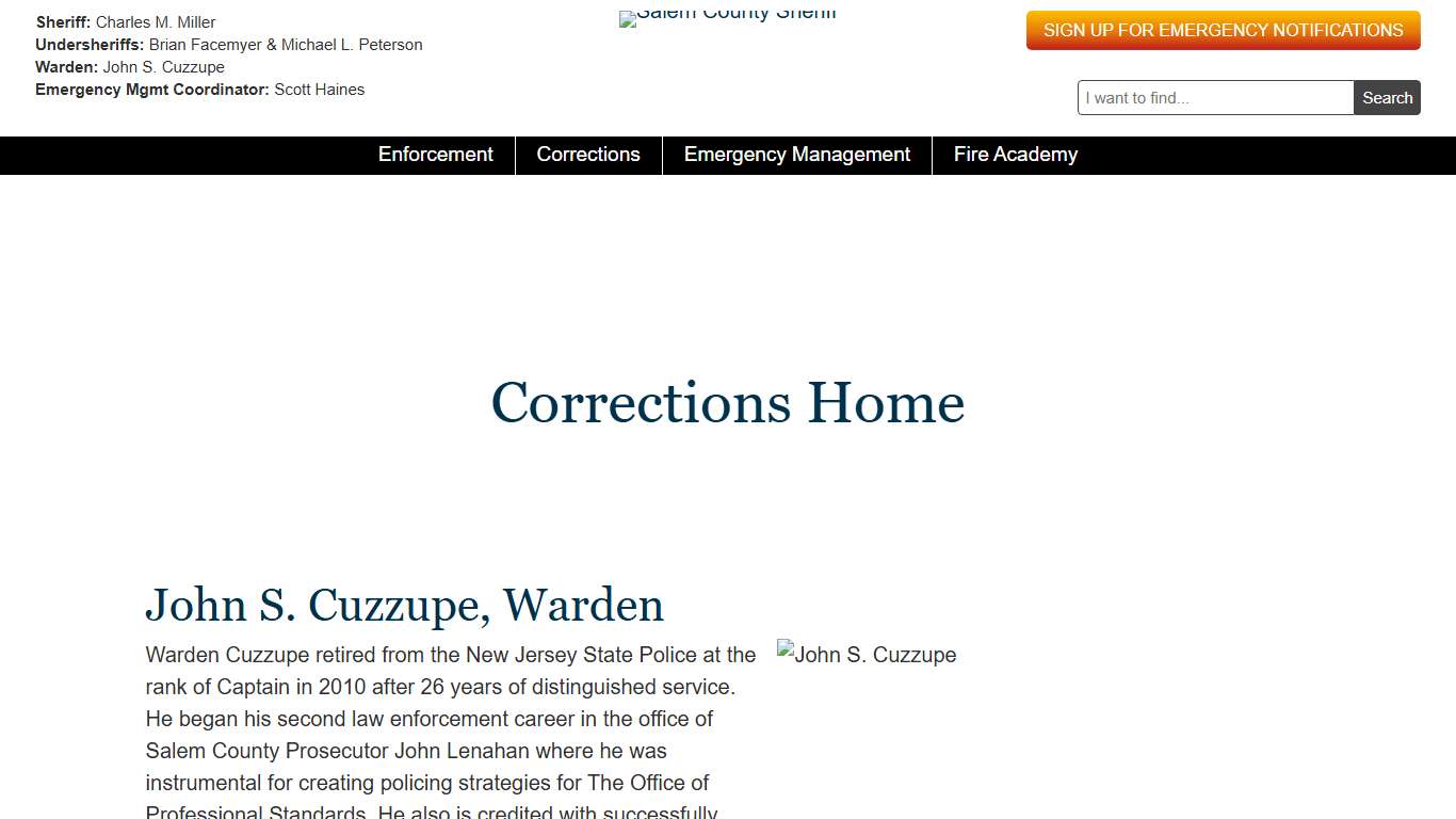 Corrections Home | Salem County Sheriff's Office